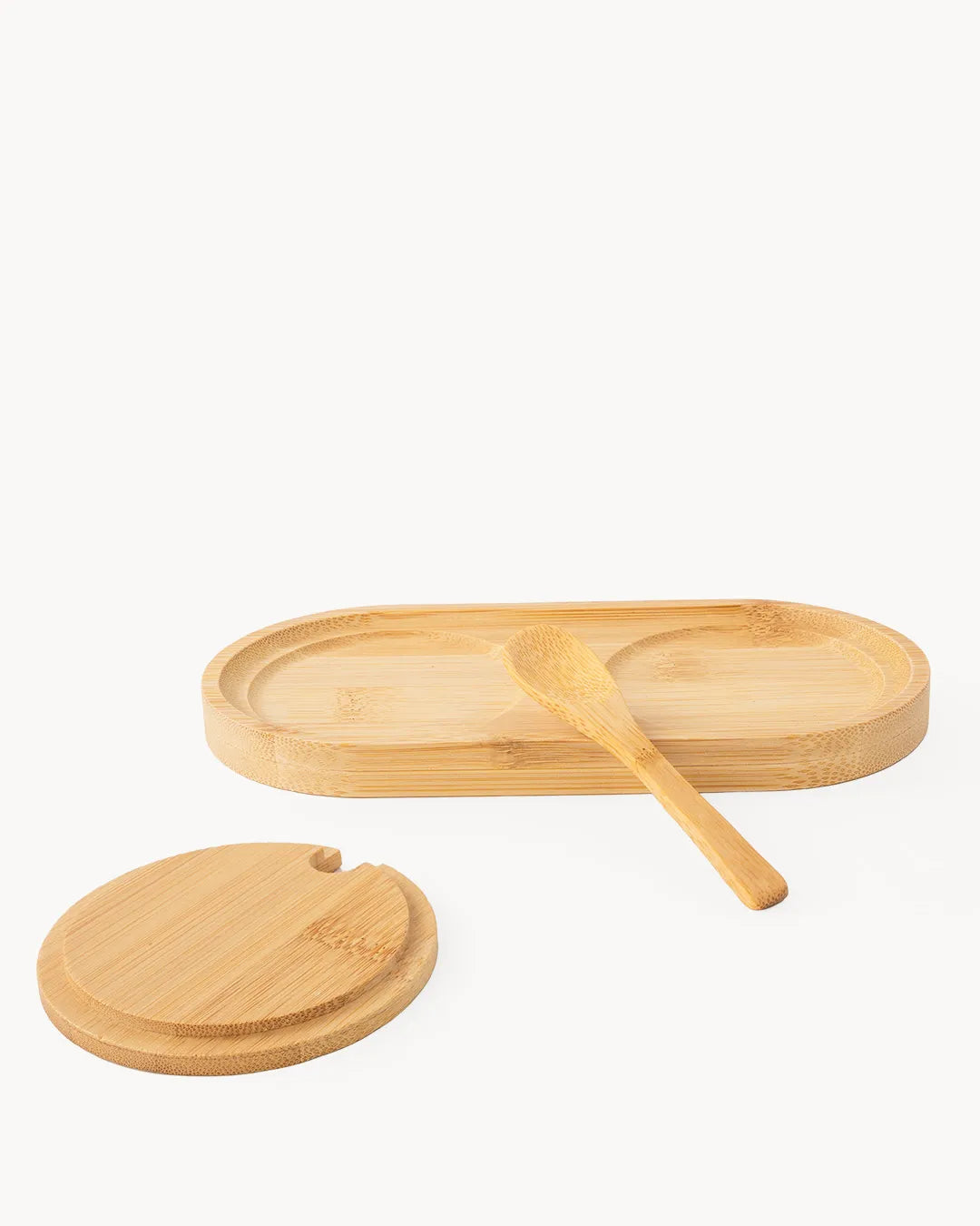Milch und Zucker Set aus Edelstahl mit Bambus-Tablett